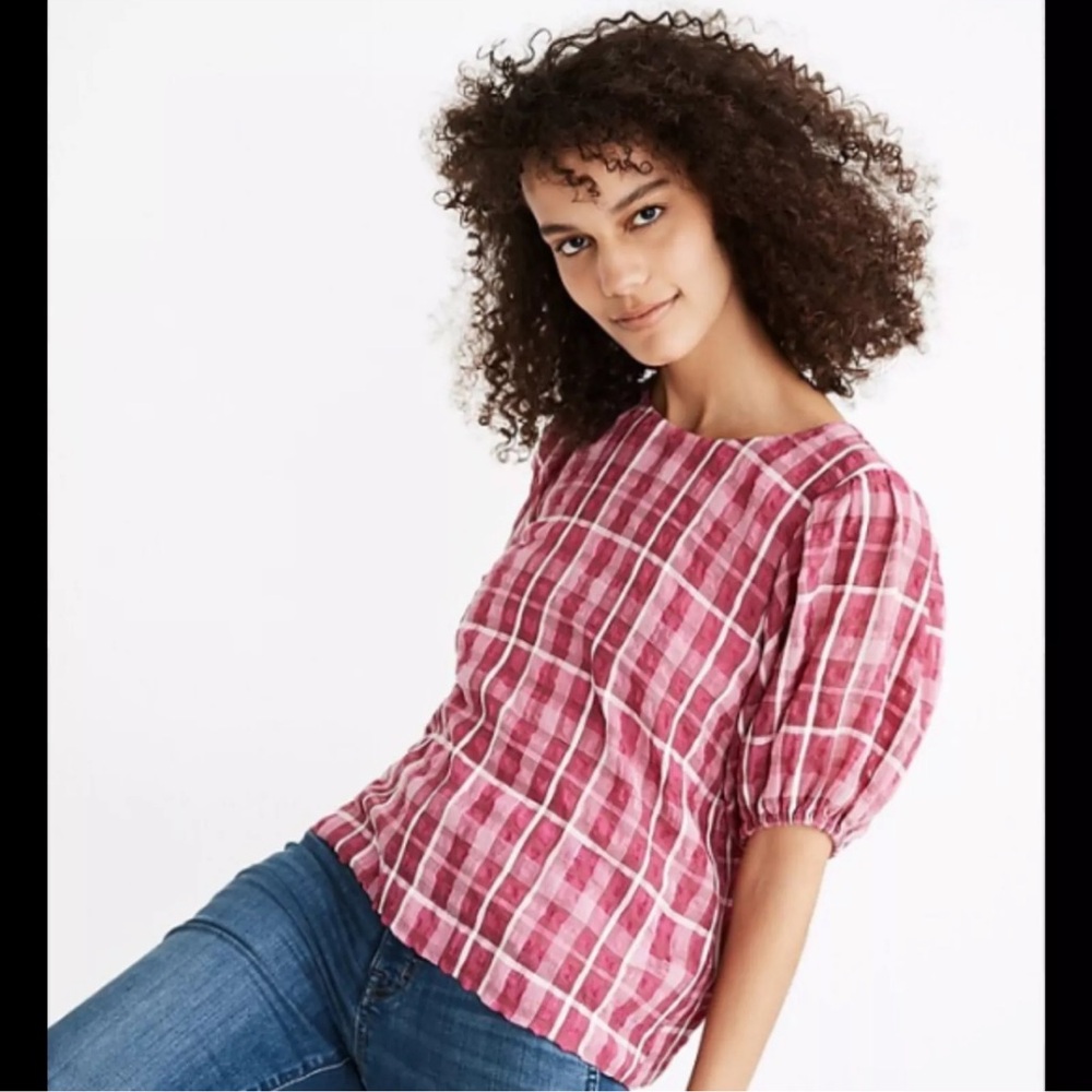 Madewell Pink Plaid Blouse
